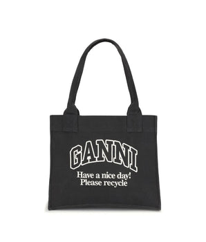 Ganni Black Cotton Shoulder Bag
