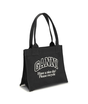Ganni Black Cotton Shoulder Bag