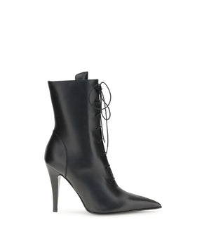 Alexander McQueen Black Calf Leather Bos Taurus Lace-Up Boots