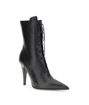 Alexander McQueen Black Calf Leather Bos Taurus Lace-Up Boots