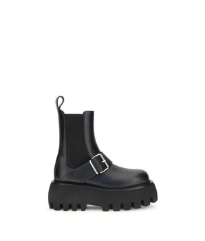 Alexander McQueen Black Calf Leather Bos Taurus Ankle Boots