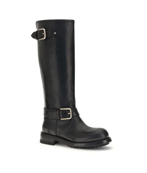 Dolce & Gabbana Black Calf Leather Bos Taurus Lace-Up Boots