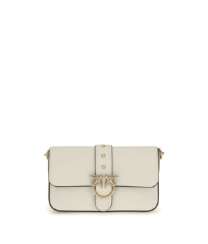 PINKO White Calf Leather Bos Taurus Shoulder Bag