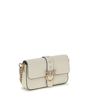 PINKO White Calf Leather Bos Taurus Shoulder Bag