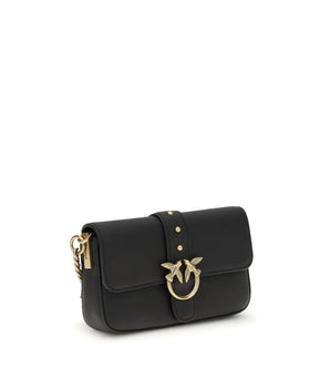 PINKO Black Calf Leather Bos Taurus Shoulder Bag