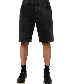 Dolce &amp; Gabbana Black Cotton Mid Waist Men's Denim Bermuda Short
