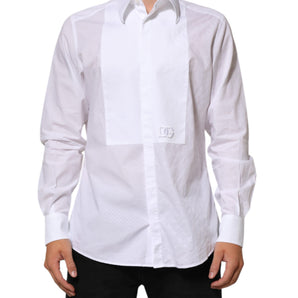 Dolce & Gabbana White Cotton MARTINI Bib Formal Dress Shirt