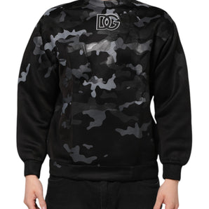 Dolce & Gabbana Black Camouflage Round Neck Sweatshirt Sweater