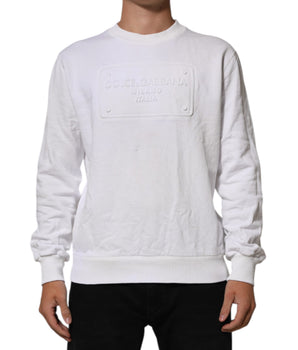 Dolce &amp; Gabbana White Embossed Logo Men's Sweatshirt