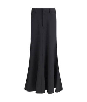 Balenciaga Black Fleece Wool Long Skirt