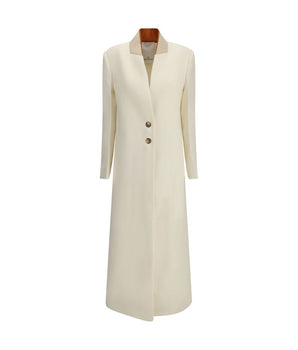 Di Stavnitser White Fleece Wool Coat