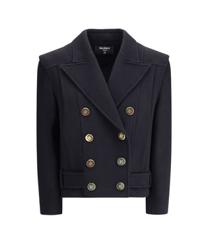Balmain Black Wool Coat