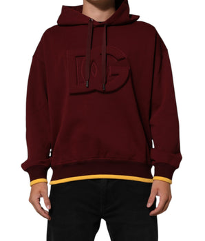 Dolce &amp; Gabbana Maroon Embossed Logo Hoodie