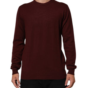 Dolce & Gabbana Maroon Cashmere Crew Neck Pullover Sweater