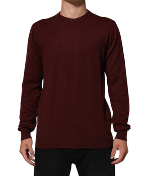 Dolce &amp; Gabbana Maroon Cashmere Crew Neck Pullover Sweater
