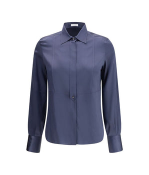 Brunello Cucinelli Blue Silk Blouse