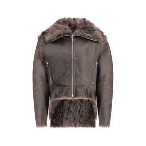Rick Owens Brown Lamb Leather Biker Jacket