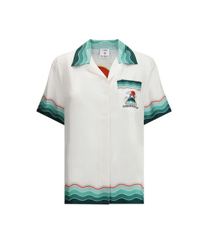 Casablanca White Silk Pattern Shirt