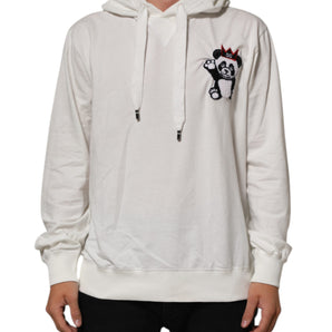 Dolce & Gabbana Off White Cotton Panda Hooded Sweatshirt Sweater