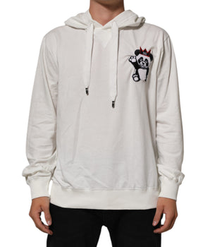 Dolce & Gabbana Off White Cotton Panda Hooded Sweatshirt Sweater