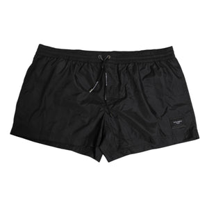 Dolce & Gabbana Black Logo Polyester Beachwear Shorts Swimwear