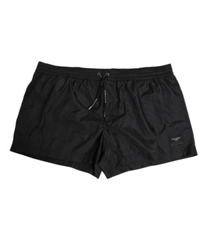 Dolce & Gabbana Black Logo Polyester Beachwear Shorts Swimwear
