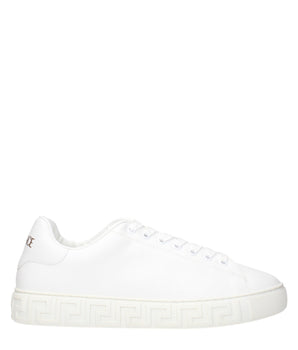 Versace White Leather Low Top Sneakers
