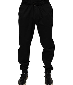 Dolce & Gabbana Black Cotton Stretch Casual Trouser Pants