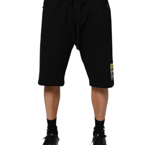 Dolce & Gabbana Black Cotton Mid Waist Casual Bermuda Short