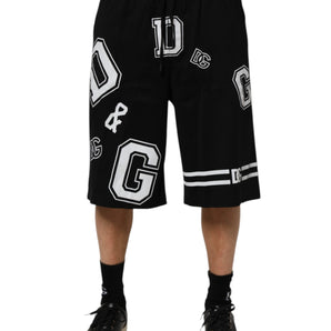 Dolce & Gabbana Black Logo Print Cotton Casual Bermuda Short