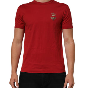 Dolce & Gabbana Red Crown Bee Cotton Short Sleeve T-shirt