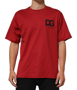 Dolce & Gabbana Red Logo Print Cotton Short Sleeve T-shirt