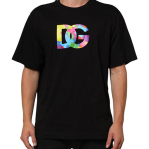 Dolce & Gabbana Black Logo Print Cotton Men Crew Neck T-shirt