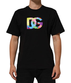Dolce & Gabbana Black Logo Print Cotton Crew Neck  T-shirt