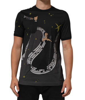 Dolce & Gabbana Black Musical Print Cotton Crew Neck T-shirt