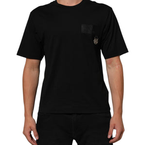 Dolce & Gabbana Black Logo Plaque Cotton Crew Neck T-shirt