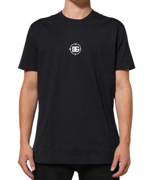 Dolce & Gabbana Black Logo Compass Cotton Crew Neck T-shirt