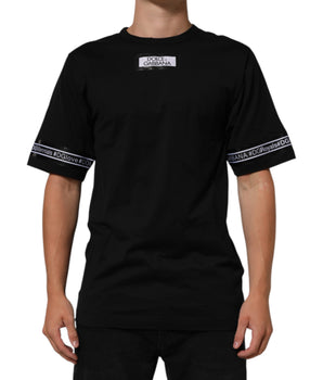 Dolce & Gabbana Black DGRoyals Cotton Men Crew Neck IT T-shirt