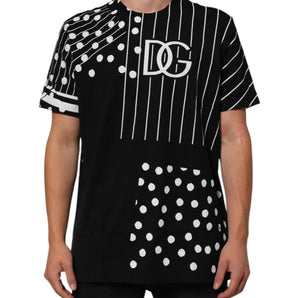 Dolce & Gabbana Black Cotton Polka Dots Round Neck T-shirt