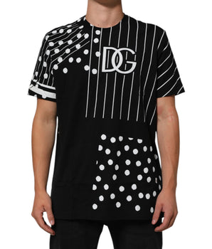 Dolce & Gabbana Black Cotton Polka Dots Round Neck T-shirt