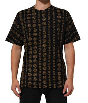 Dolce & Gabbana Black Cotton Coin Print Crew Neck T-shirt