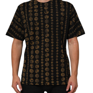 Dolce & Gabbana Black Cotton Coin Print Crew Neck T-shirt