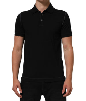 Dolce & Gabbana Black Cotton Graphic Print PoloShirt T-shirt