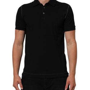 Dolce & Gabbana Black Cotton Graphic Print PoloShirt T-shirt