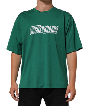 Dolce & Gabbana Green Cotton Graphic Logo Print Crewneck T-shirt