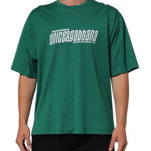 Dolce & Gabbana Green Cotton Graphic Logo Print Crewneck T-shirt