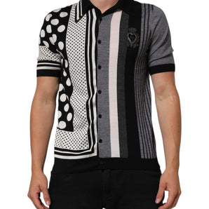 Dolce & Gabbana Black White Polka Dot Collared Polo T-shirt