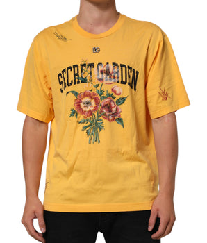 Dolce & Gabbana Yellow Secret Graden Floral Cotton Crew Neck T-shirt