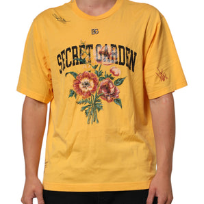 Dolce & Gabbana Yellow Secret Graden Floral Cotton Crew Neck T-shirt