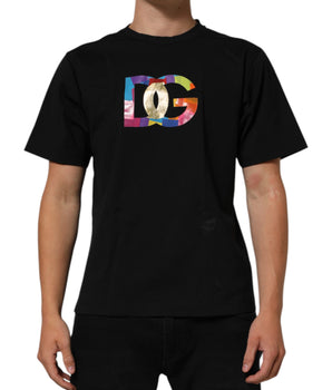Dolce & Gabbana Black Logo Print Cotton Men Crew Neck T-shirt